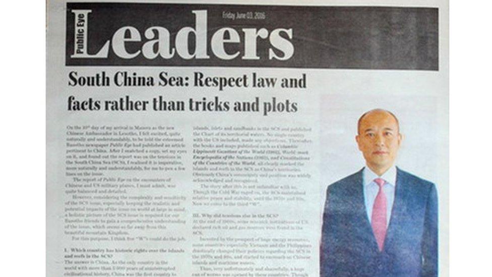 An article written by the Chinese ambassador to Lesotho, which appeared in the Public Eye of Lesotho