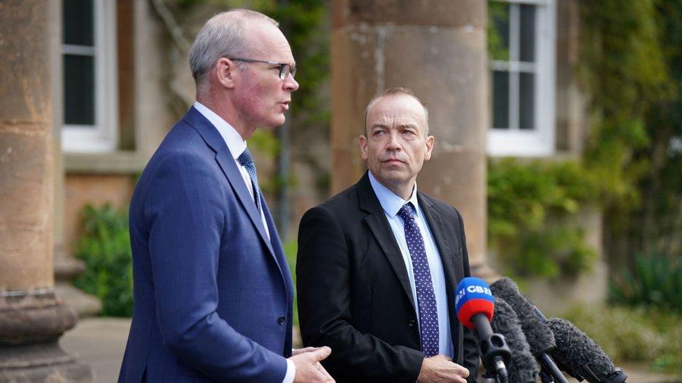 Coveney and Heaton-Harris at Hillsborough Castle