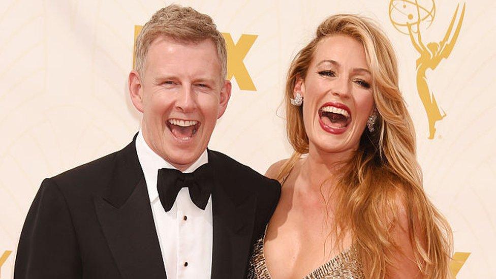 Patrick Kielty and TV personality Cat Deeley attend the 67th Annual Primetime Emmy Awards at Microsoft Theatre on September 20, 2015 in Los Angeles, California. (Photo by Mark Davis/Getty Images)