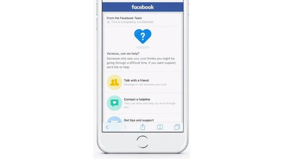 Facebook suicide risk message