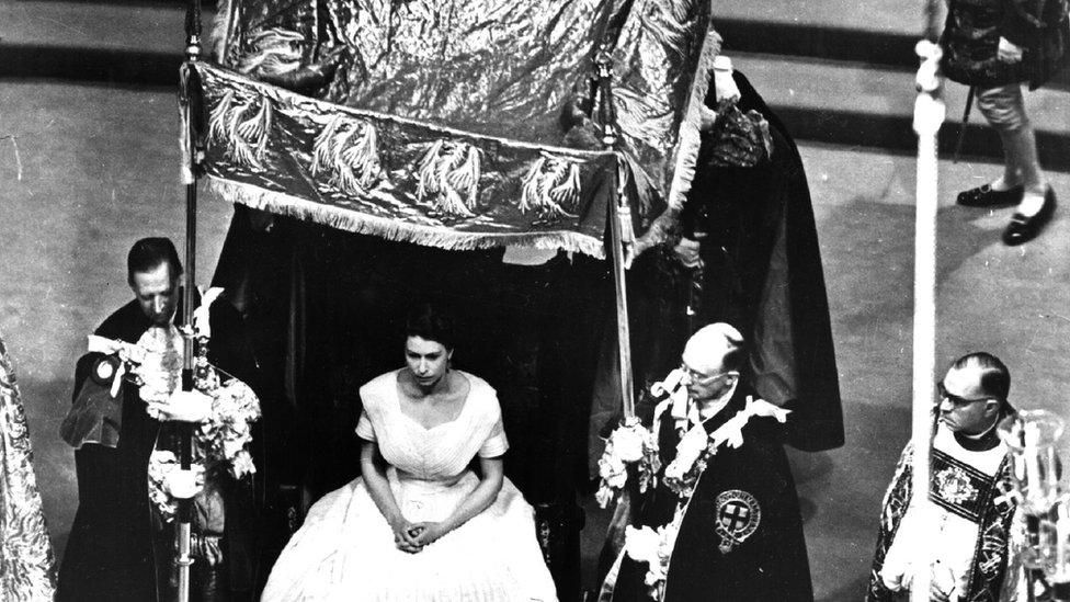 anointing canopy during Queen Elizabeth II coronation