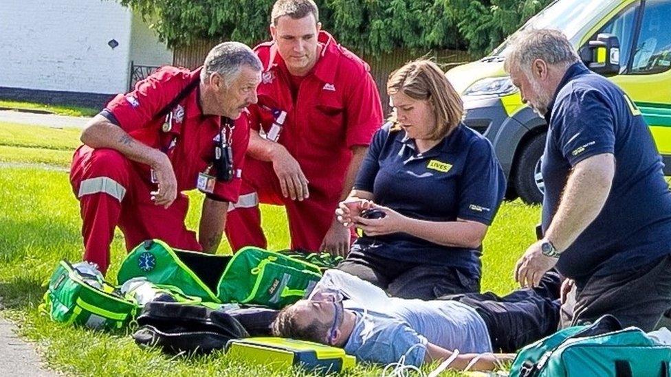 First responders taking part in a training exercise