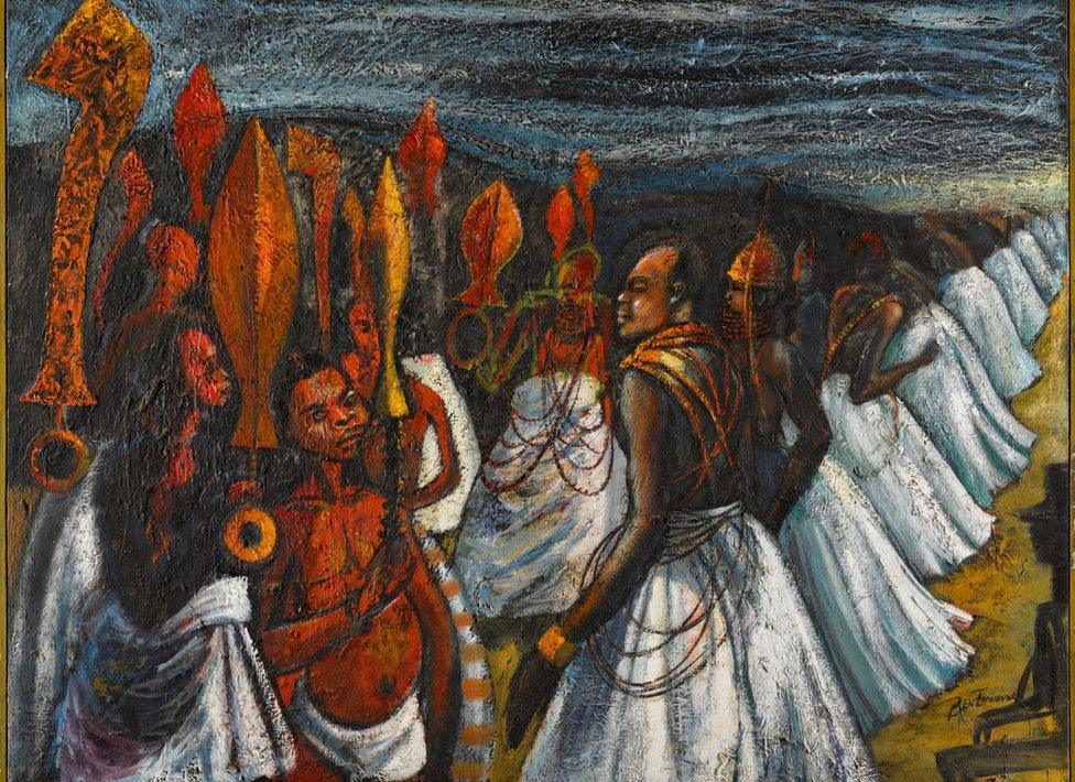 The Court of the Oba of Benin painting