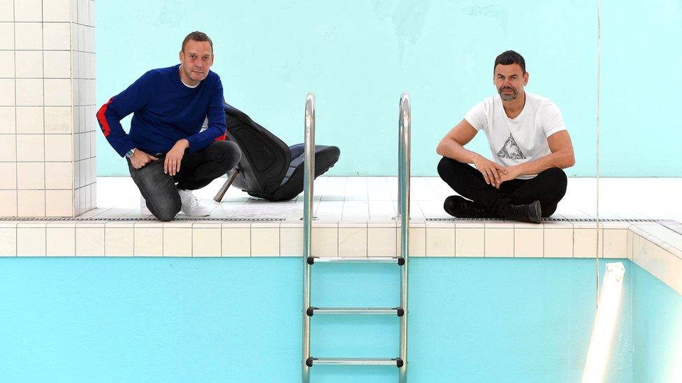 Michael Elmgreen (left) and Ingar Dragset reveal their new installation The Whitechapel Pool