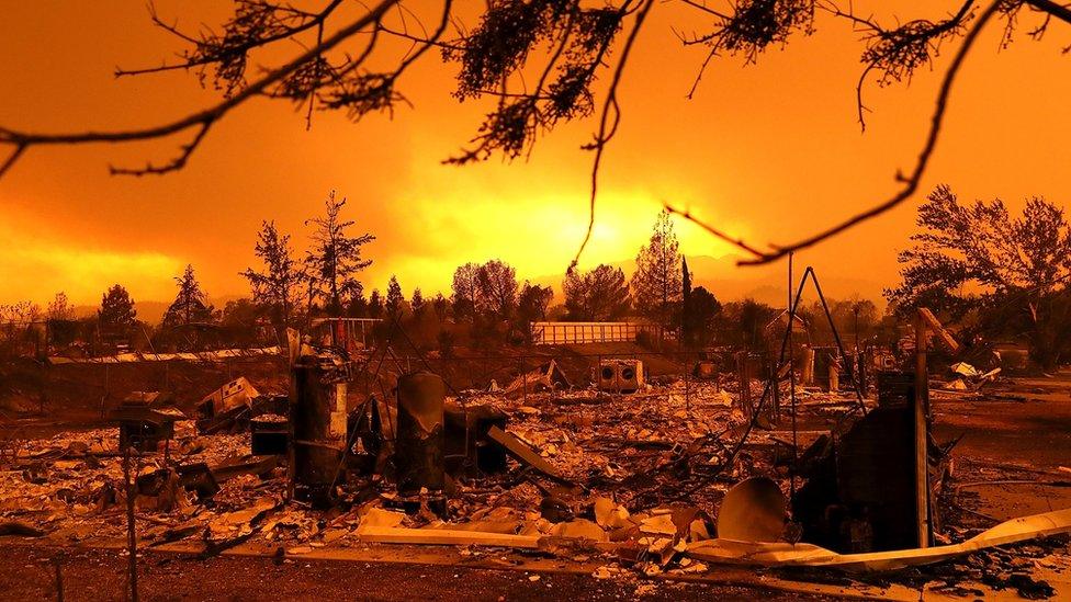 A view of homes that were destroyed by the Carr Fire on July 27, 2018 in Redding, California