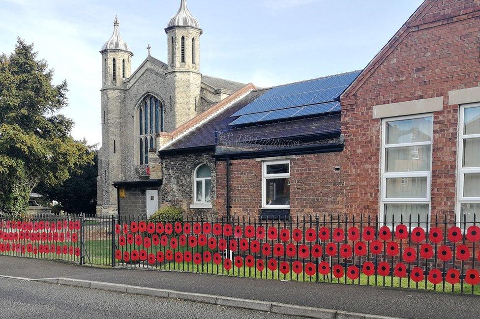 Poppy display in Retford