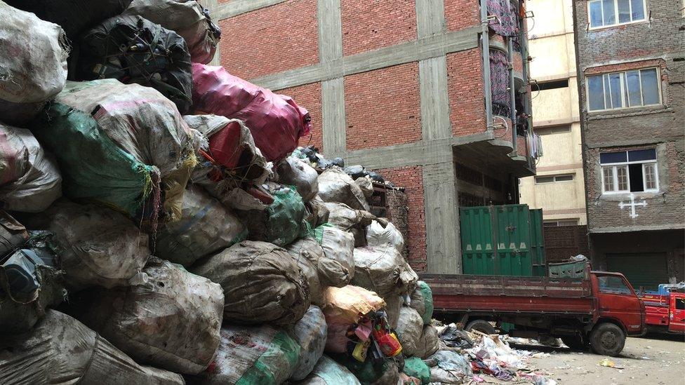 Mound of collected rubbish in Cairo