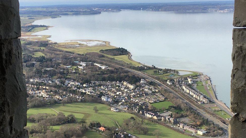 View from high above Llanfairfechan in Conwy county