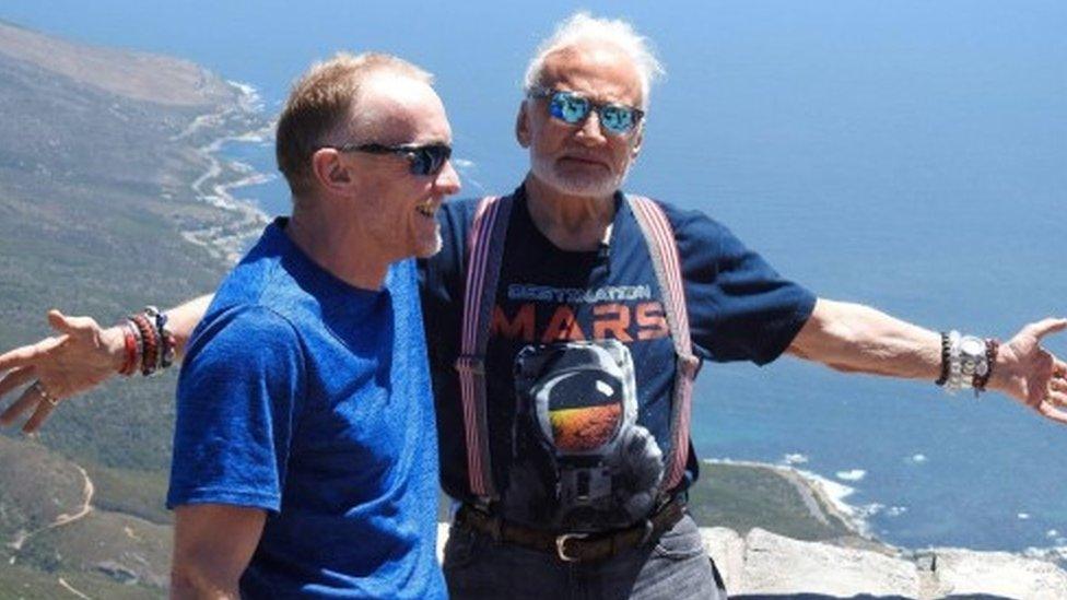 Mr Brown with astronaut Buzz Aldrin before they headed to Antarctica
