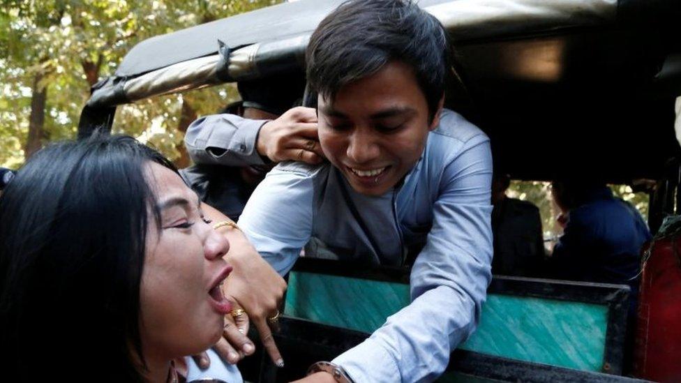 Reuters journalist Kyaw Soe Oo arrives at the court in Yangon, Myanmar January 10, 2018