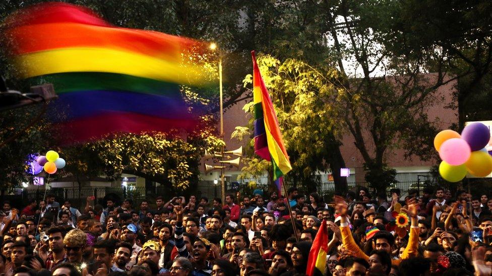 Members and supporters of the lesbian, gay, bisexual, transgender (LGBT) community take part in Delhi's Queer Pride Parade from Barakhamba Road to Parliament Street, on November 25, 2018 in New Delhi, India