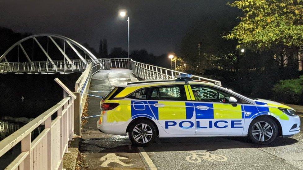 A police car by Logan's Meadow, Cambridge