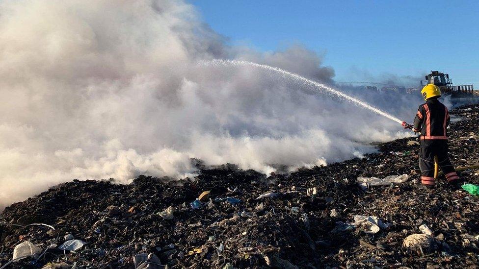 Smoke rising over Milton recycling centre