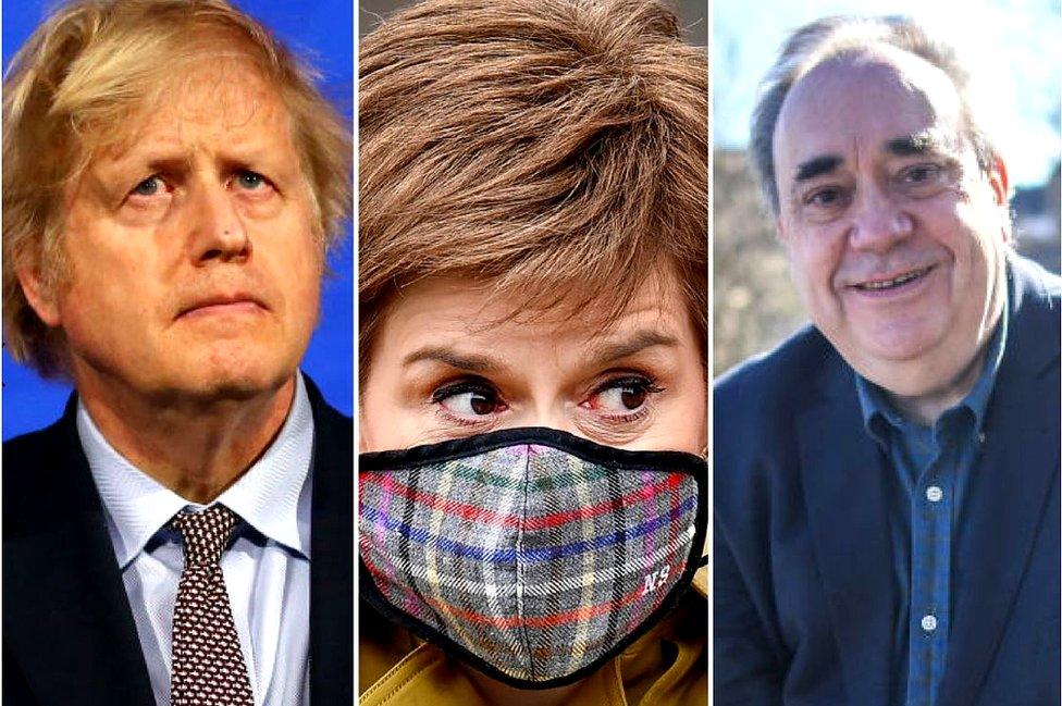 Boris Johnson, Nicola Sturgeon and Alex Salmond