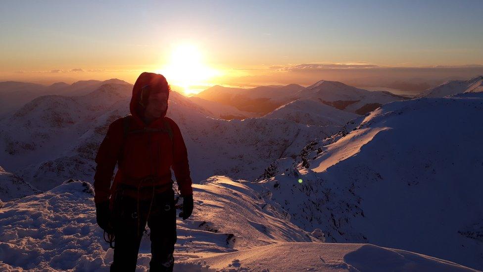 Helen Rennard on Bidean nam Bian in Glen Coe