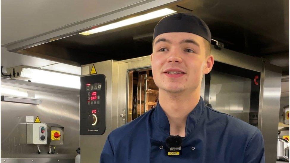 Culinary Specialist Morgan Fitzgerald, a member of the Royal Navy catering team