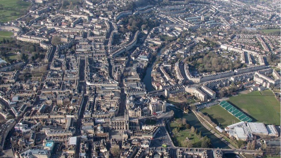 An aerial view of Bath in Somerset