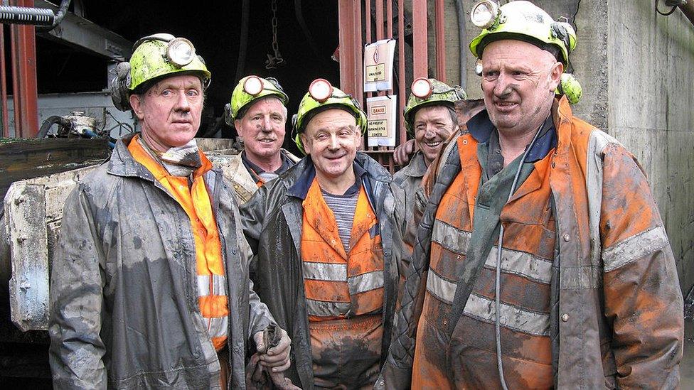 Miners at a coal mine in the village of Cwmgwrach in south Wales