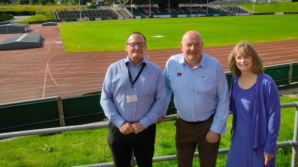 John Hardy with Sean Taylor and Marianne Jackson at Stadiwm Zip World