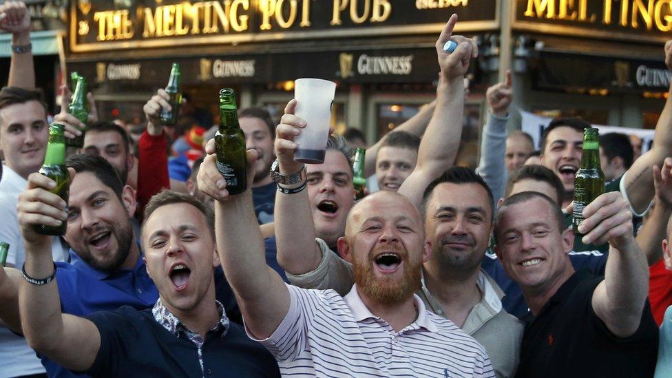 Wales fans at a bar in Toulouse ahead of Russia Euro 2016 game