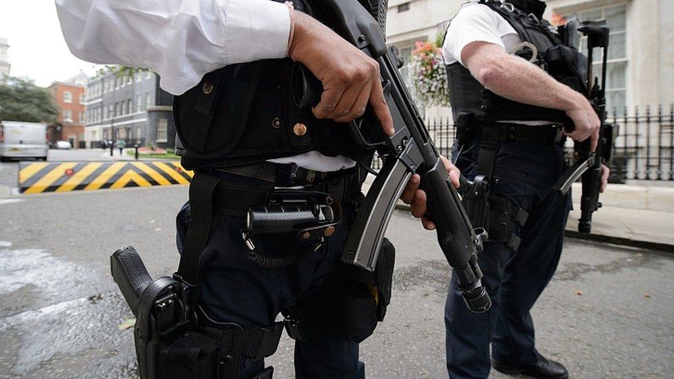 Armed police in Downing Street