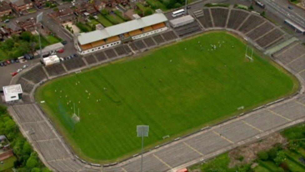 Aerial view of the old Casement Park stadium