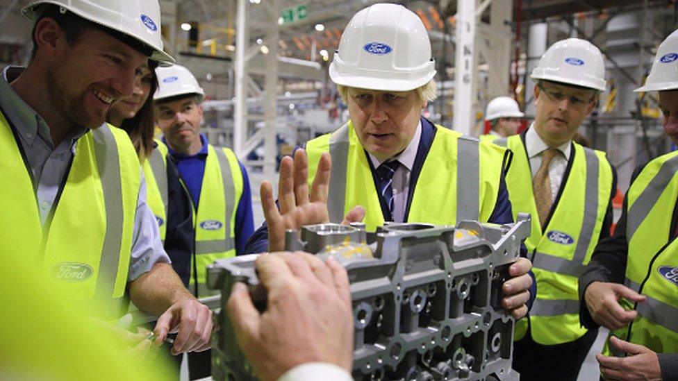 Boris Johnson visits Ford's engine plant in Dagenham