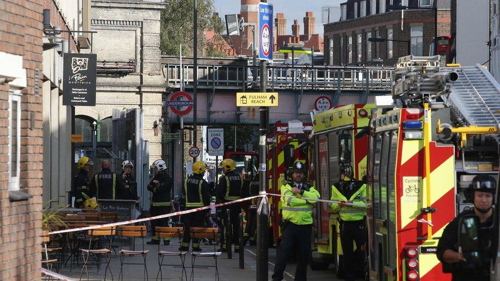 Police at Parsons Green station