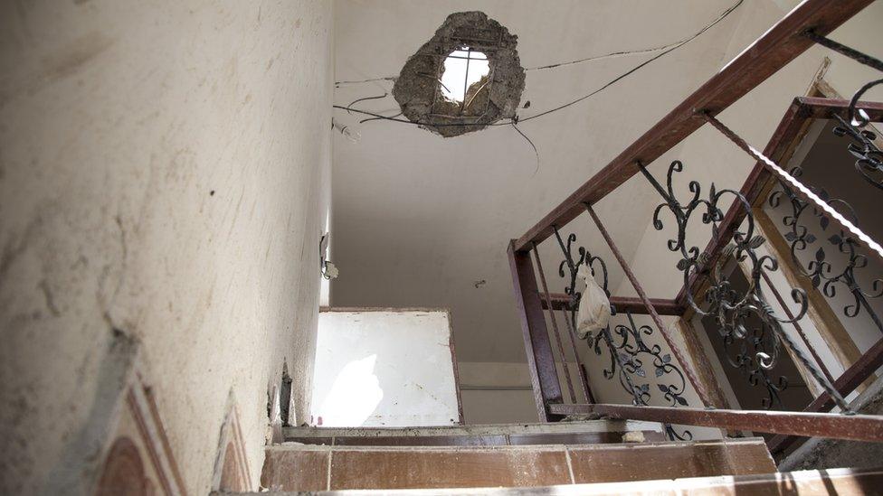 Rocket damage to home in Taza