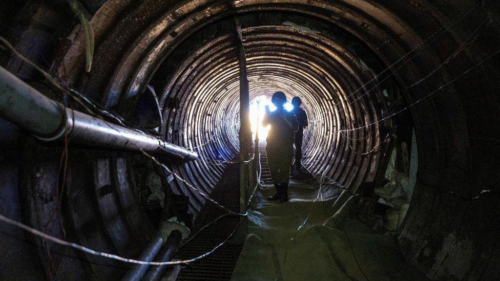 Israeli soldiers in a tunnel