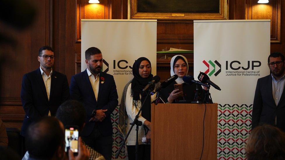 British Palestinians speaking at the ICJP press conference