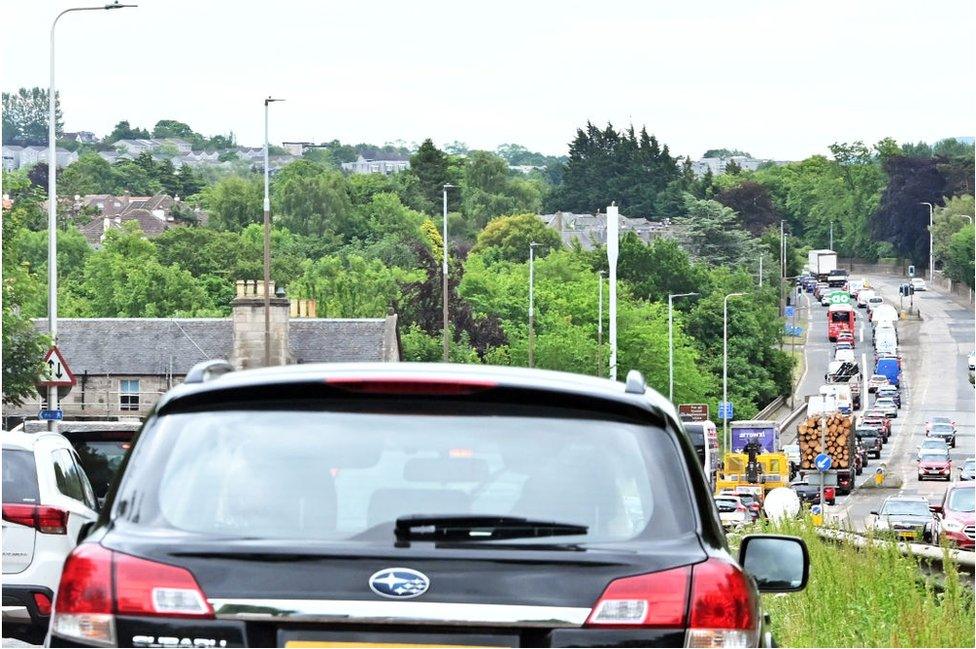 Traffic congestion on the way into Edinburgh