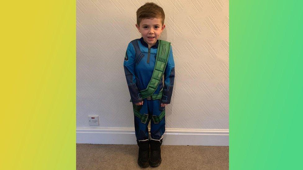 Sam in Thunderbirds costume