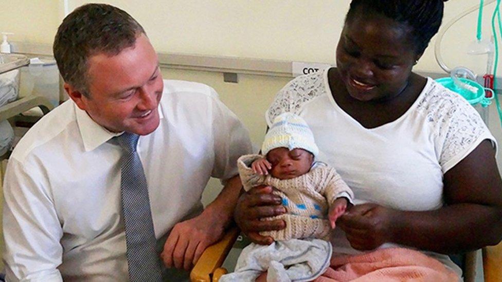 Steve Reed visiting a neo natal unit in Croydon