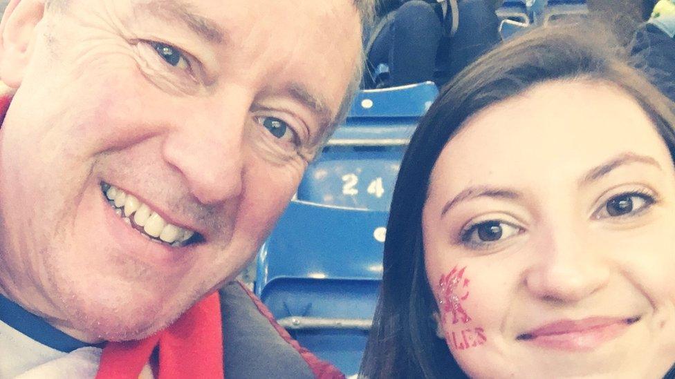 Geraint Evans and his daughter Megan at the rugby