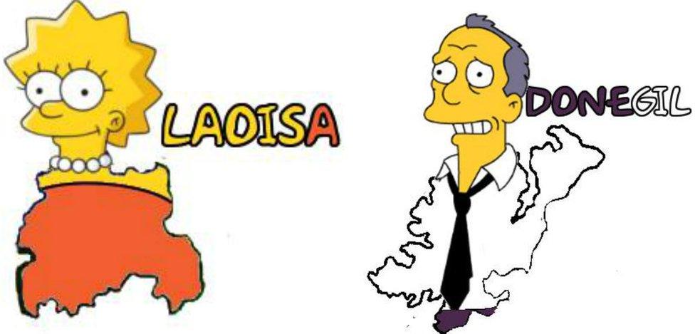 Simpsons characters Lisa and Gil as Irish counties