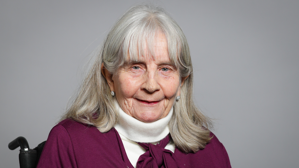 Baroness Masham sits for an official portrait