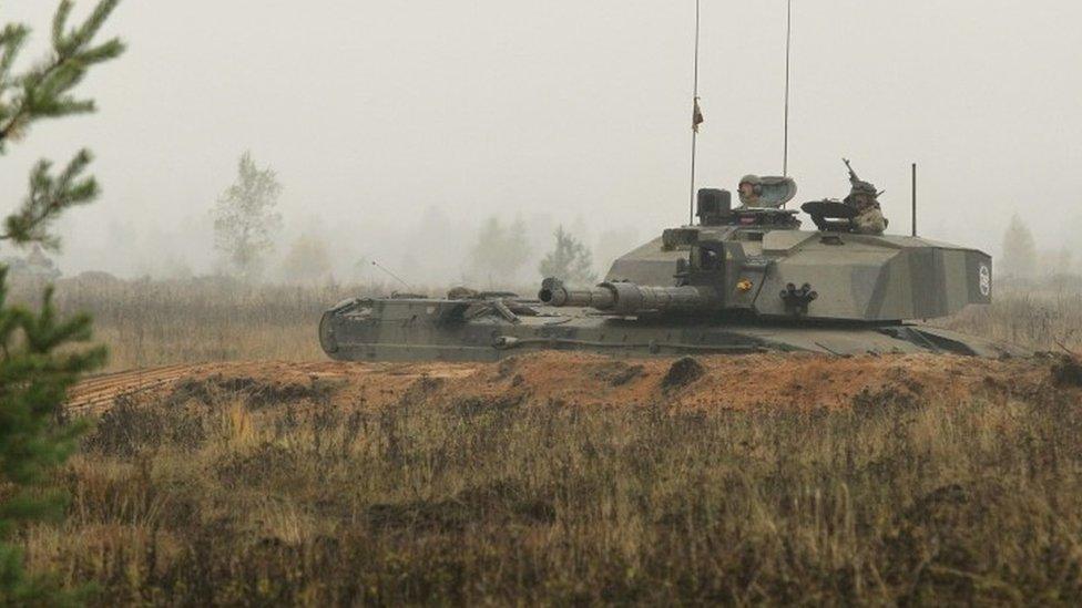 British Challenger tank during Nato exercises in Poland, 2015