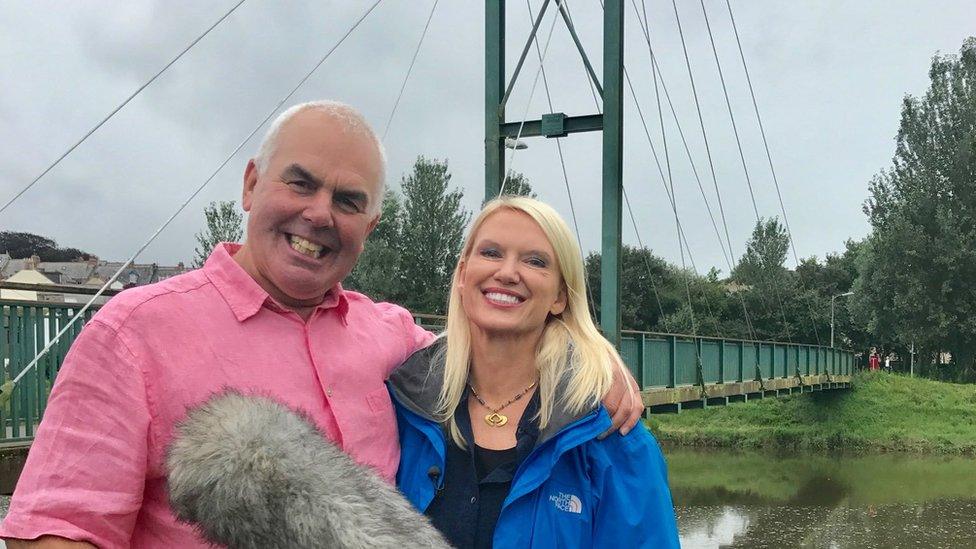 Anneka Rice and her sound man Dave Chapman