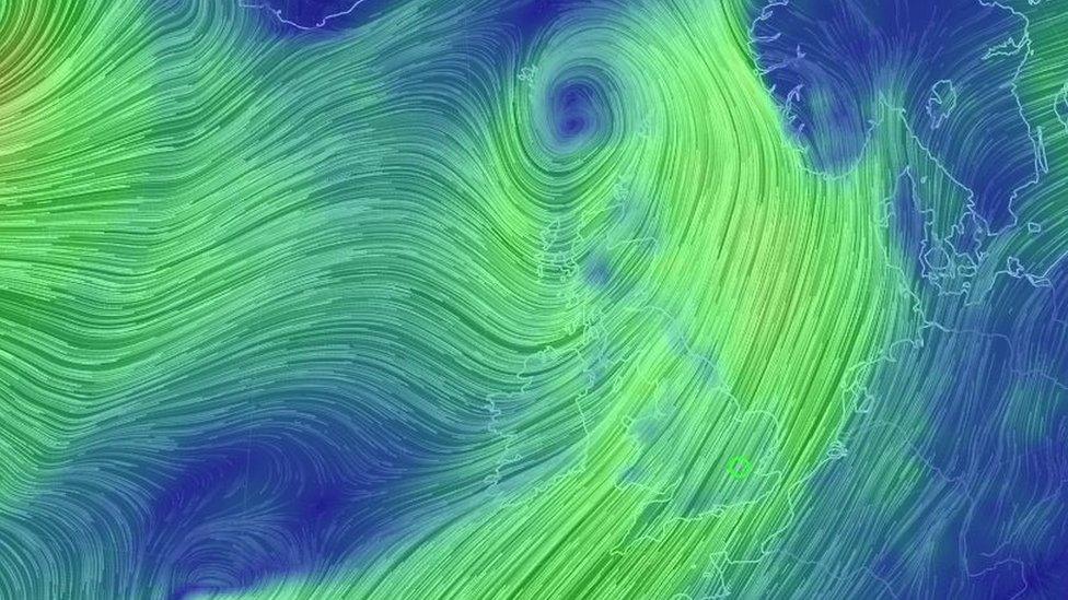 Satellite image showing storm system over the UK (Jan 26)