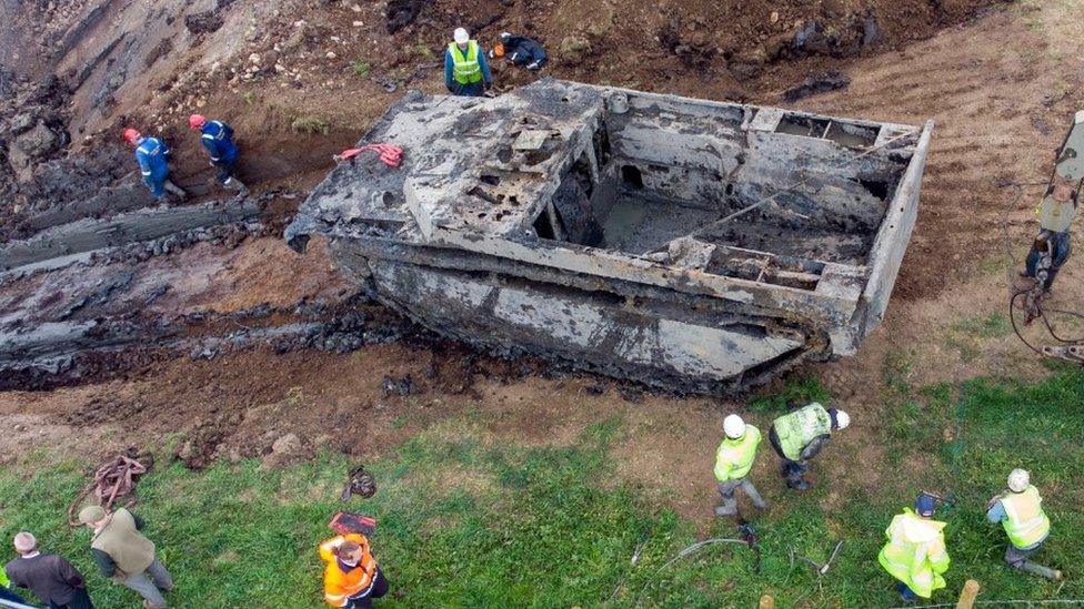 Tank being recovered