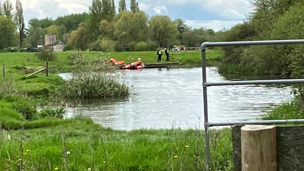 Police patrolling a river