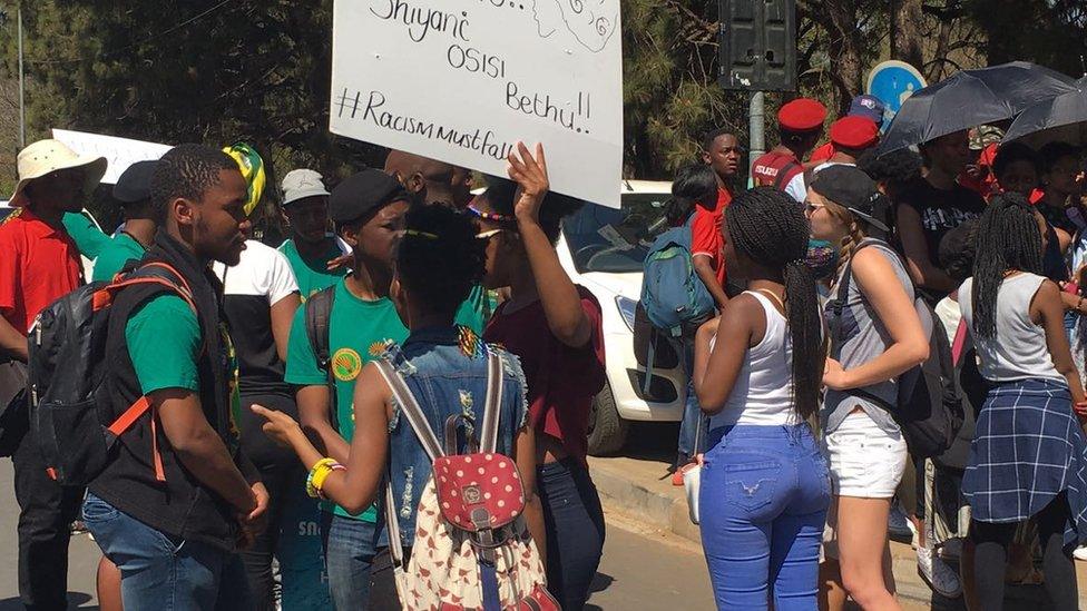 Protesters at school