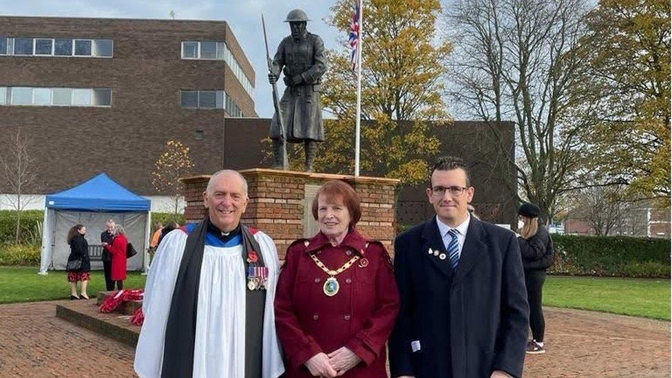 Mr Groocock at a Remembrance service