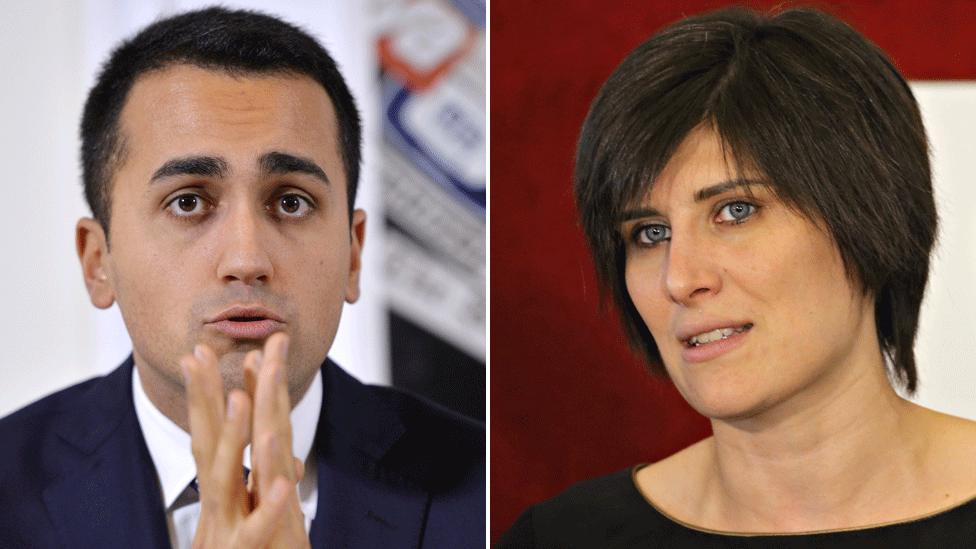 Deputy Speaker Luigi Di Maio and Turin Mayor Chiara Appendino