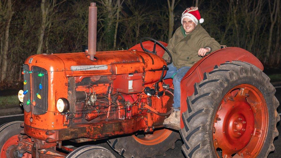 Decorated tractor