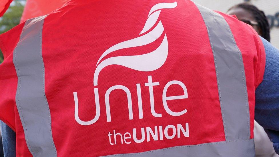 Members of the Unite union on a picket line