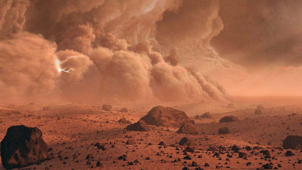 Dust storm on Mars illustration