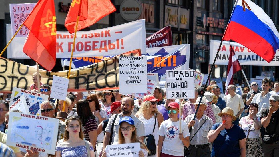 Protest in Riga over the Latvian language policy in schools