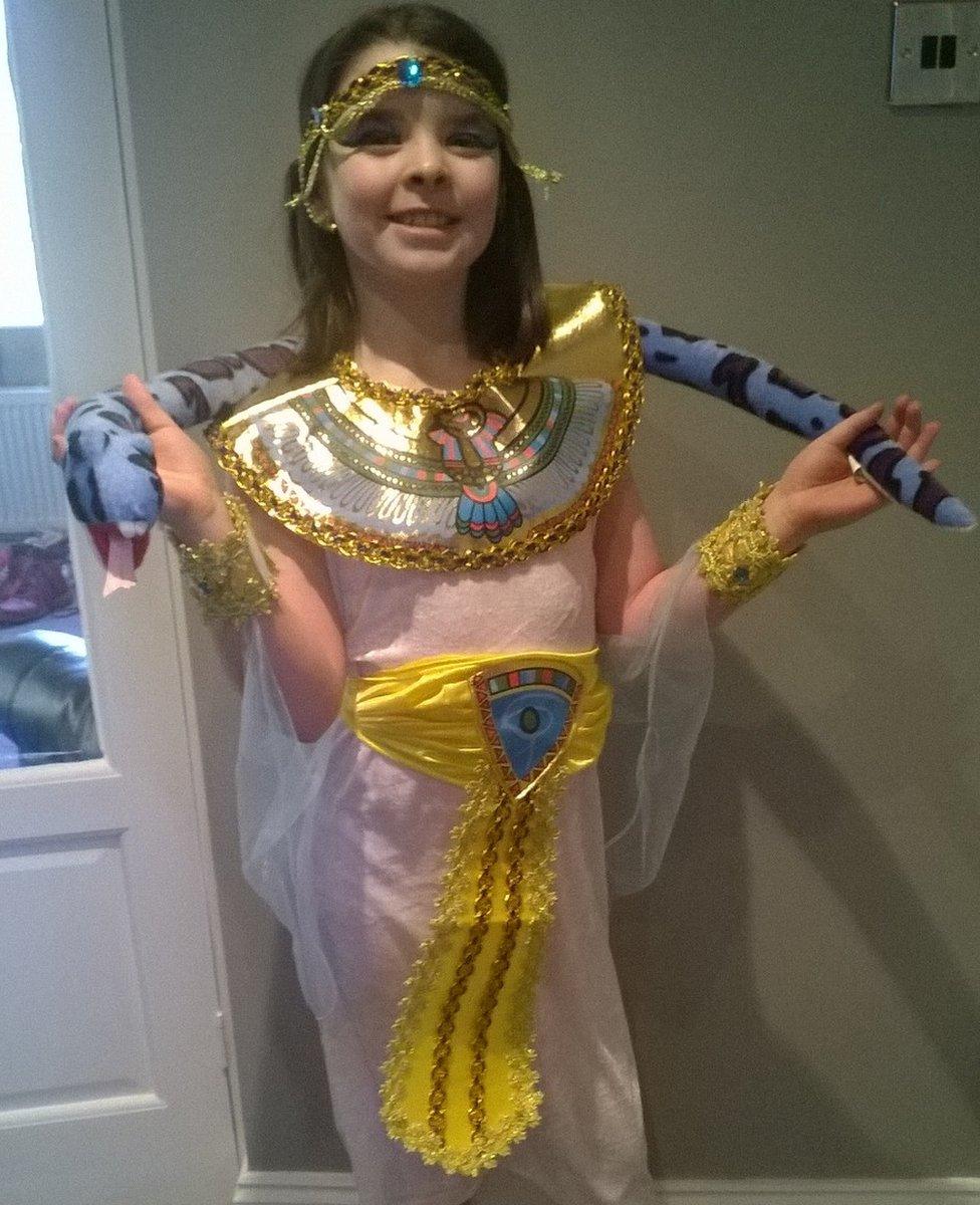 Ellis is 9 and from Leeds. She loves reading Shakespeare so is going to world book day as Cleopatra!